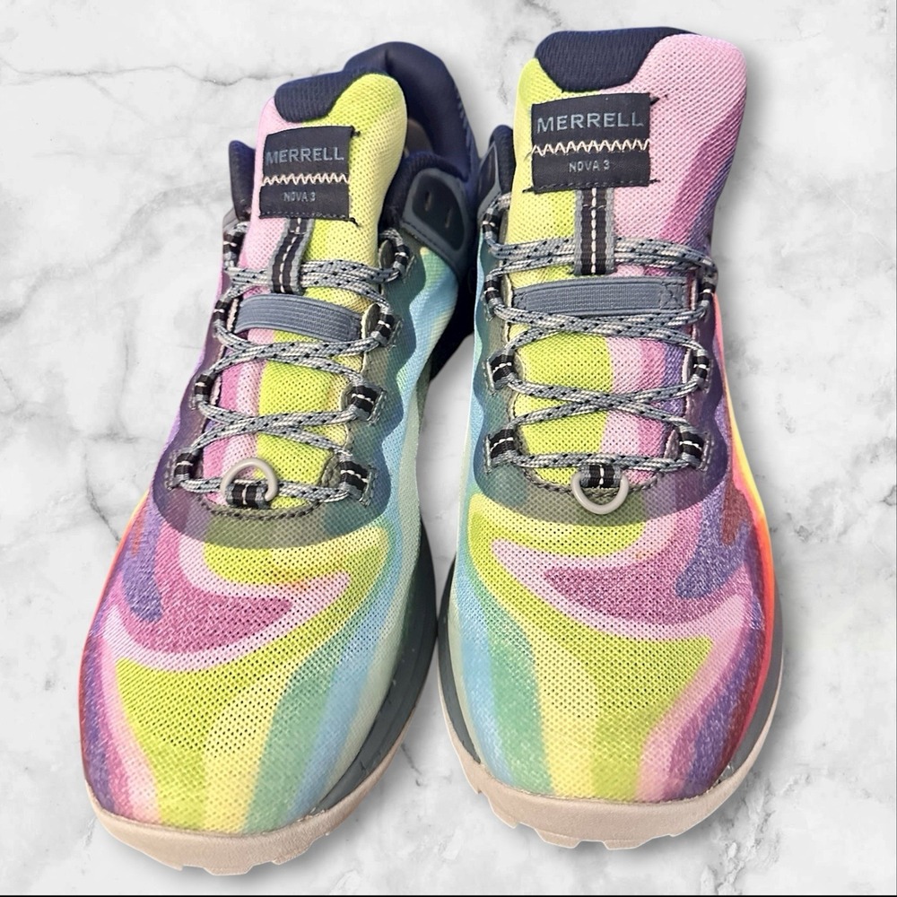 Merrell Mens Nova 3 Rainbow J067571 Multicolor Hiking Shoes Sneakers Size 9 - Picture 2 of 8